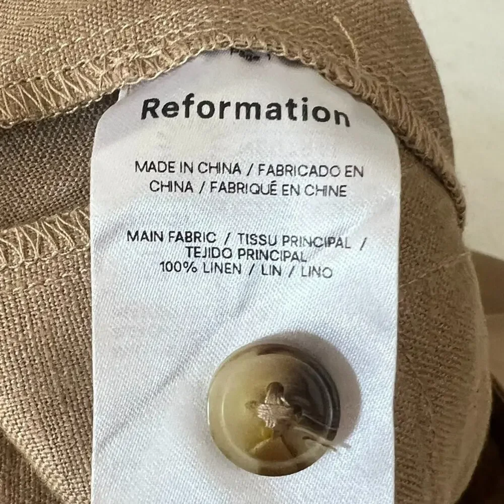 NWT Reformation Women's Dress Pants Size 10 Khaki Vesta Pant Straight Leg